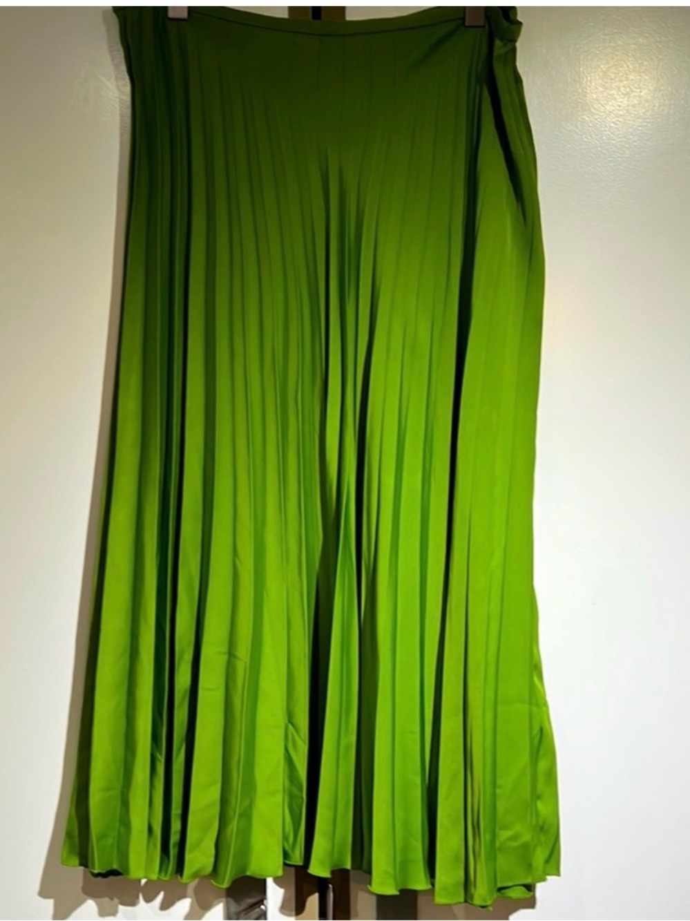 Zara Lime Green Pleated Midi Skirt